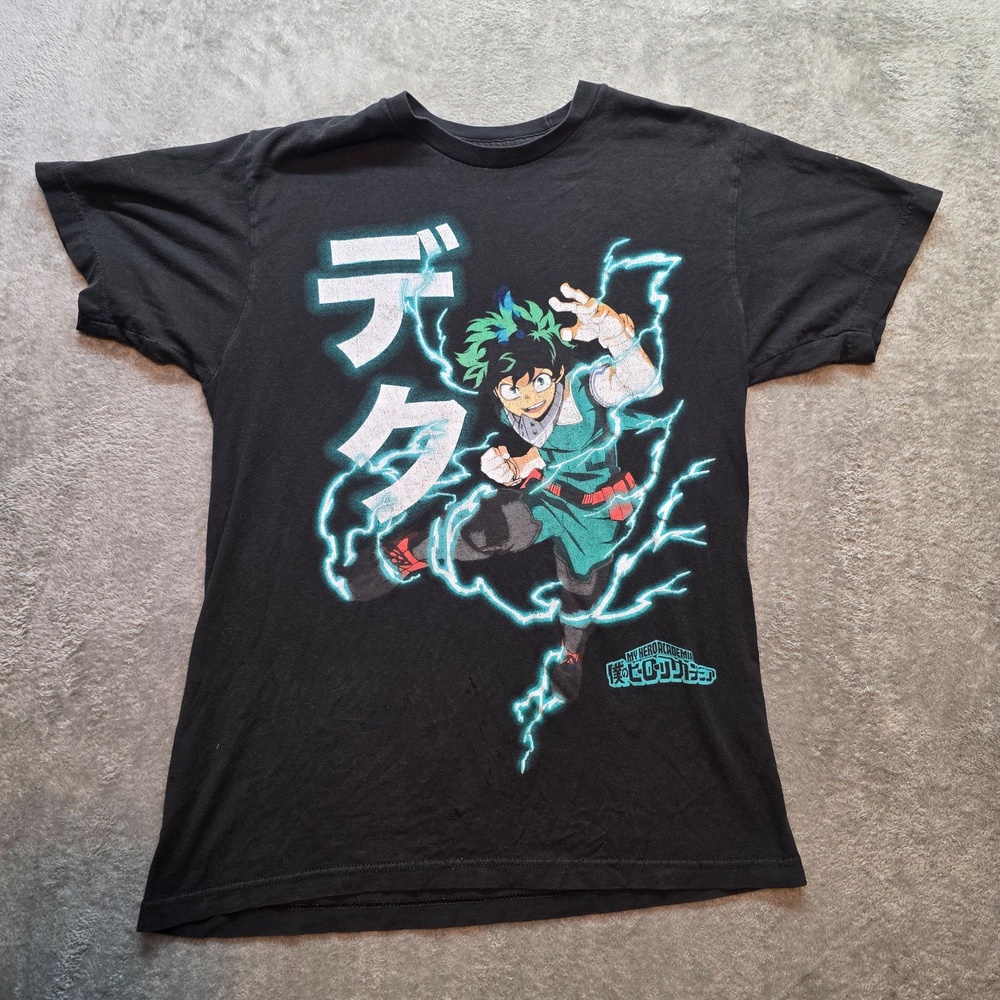 My Hero Academia Deku Shirt Mens M Black Izuku Midoriya Anime Graphic T-Shirt